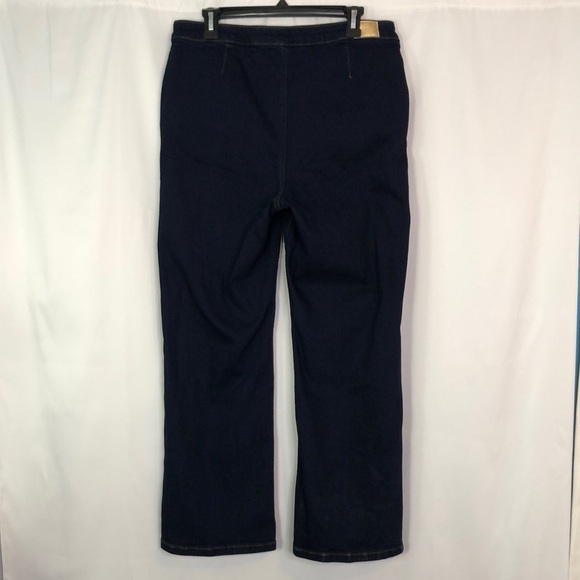 Anne Klein Dark Blue Sailor Flare Wide Leg Jeans Size 14 - Picture 8 of 13